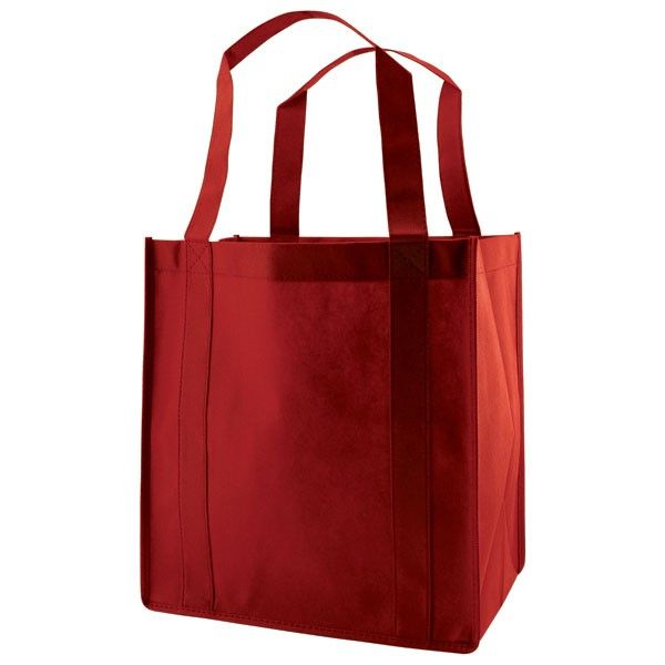 Burgundy - Non Woven Grocery Bag - 13 x 10 x 15"