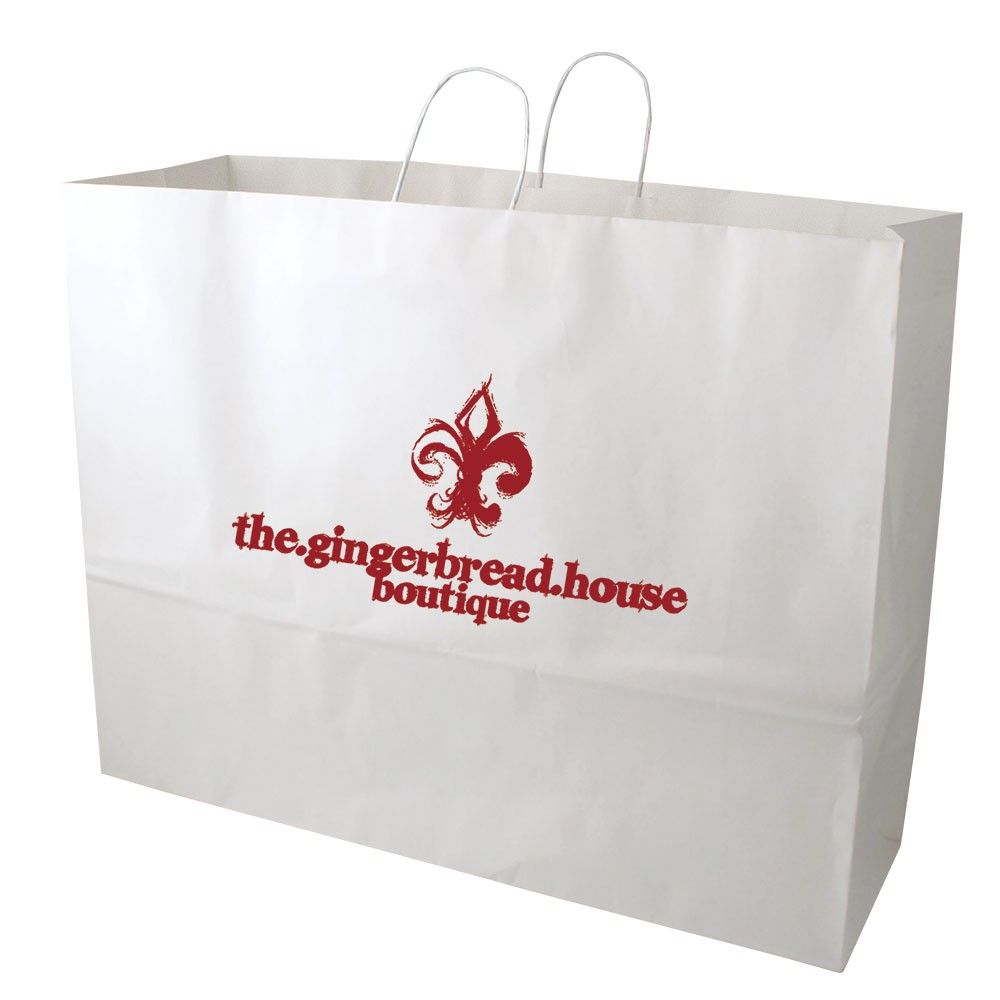 White Kraft - Paper Restaurant / Take Out Bag - 24 x 7 x 19"