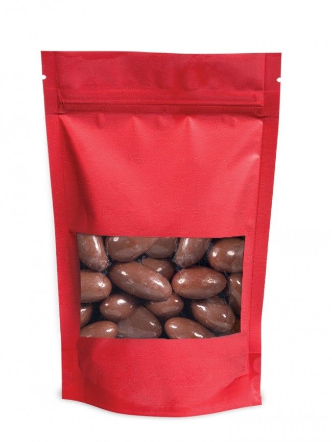 Satin Red - Stand Up Zipper Pouch - Window - 4-5/8 x 2 x 7-1/8"