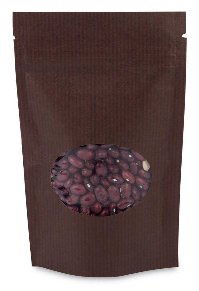 Brown Shadow Stripe - Stand Up Zipper Pouch - Window - 4-5/8 x 2 x 7-1/8"