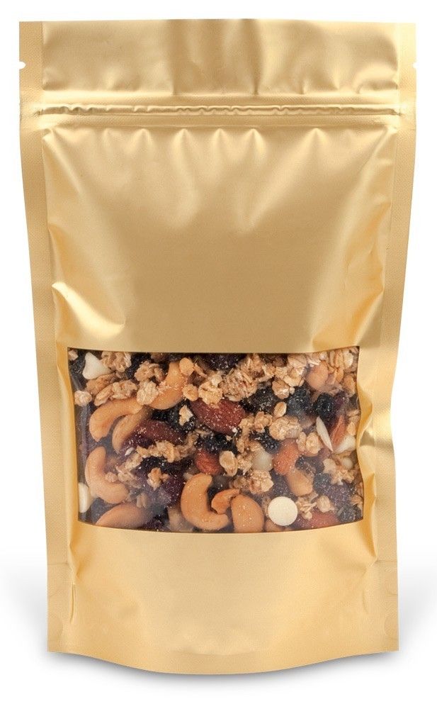 Satin Gold - Stand Up Zipper Pouch - Window - 5-1/2 x 2-1/2 x 9-1/8"