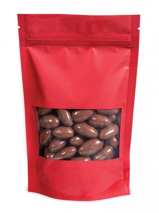 Satin Red - Stand Up Zipper Pouch - Window - 5-1/2 x 2-1/2 x 9-1/8"