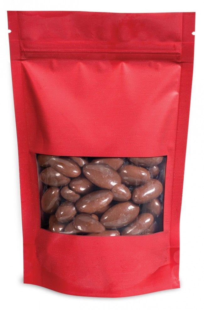 Satin Red - Stand Up Zipper Pouch - Window - 6-5/8 x 2-1/2 x 10-1/8"