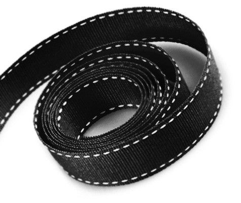 Black - Saddle Stitch Ribbon - 3/8" x 50 Yards