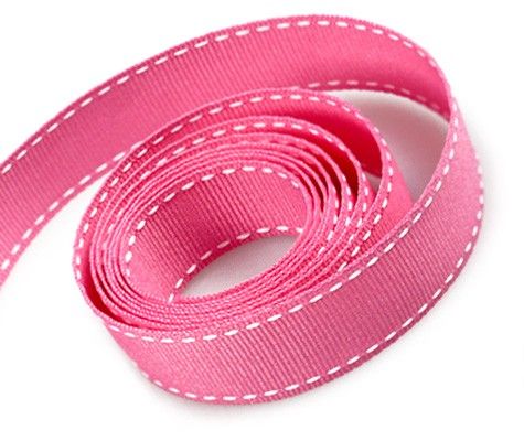 Hot Pink - Saddle Stitch Ribbon - 3/8" x 50 Yards