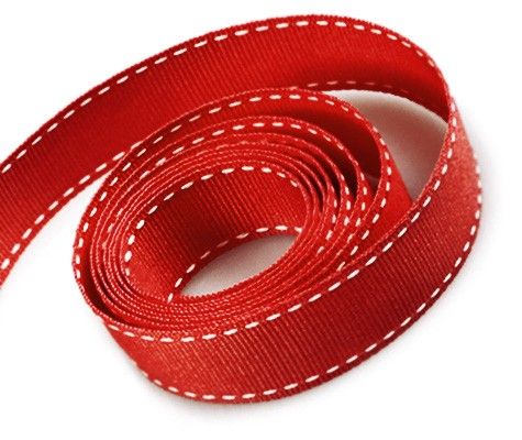 Red - Saddle Stitch Ribbon - 3/8" x 50 Yards