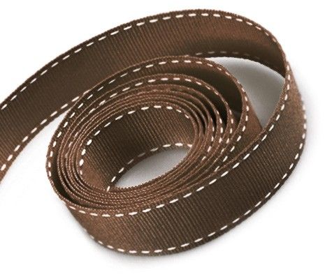 Brown - Saddle Stitch Ribbon - 5/8" x 50 Yards