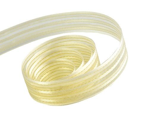 Antique White / Gold - Sheer Beauty Ribbon - 5/8" x 25 Yards