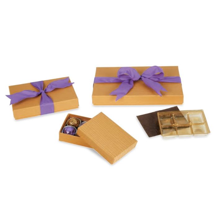 Silk Harvest Gold Rigid Candy Boxes