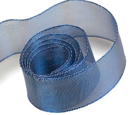 Blue / Silver - Soft Twinkle (Wired Edge) Ribbon - 1-1/2" x 50 Yards