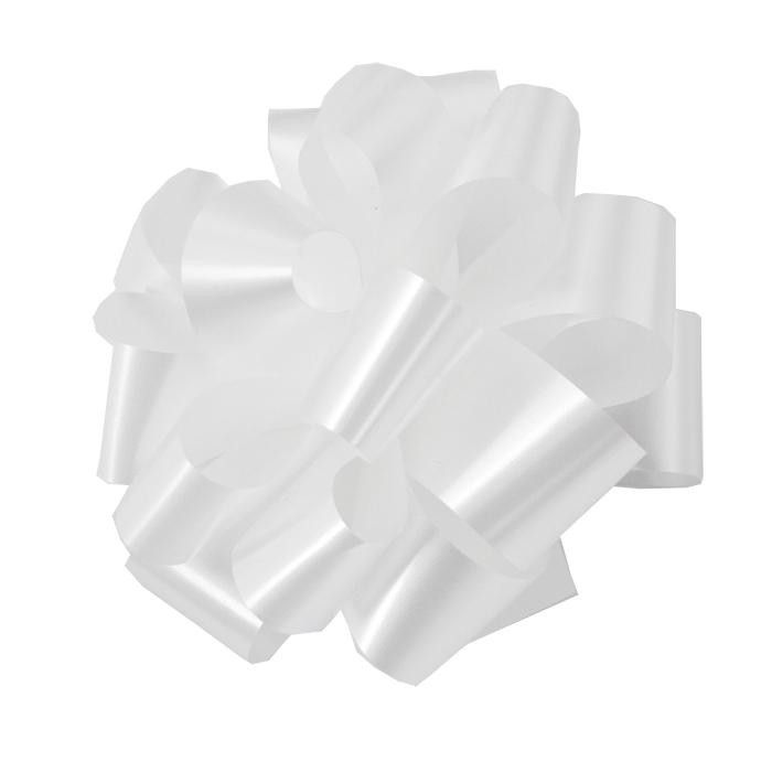 White - Splendorette Pre-Notched Bow - 5" Width Bow with 18 Loops (1-1/4" Ribbon)