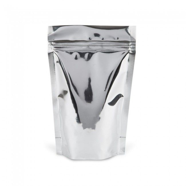 Solid Metallic Silver - Stand Up Zipper Pouch - 4-5/8 x 2 x 7-1/8"