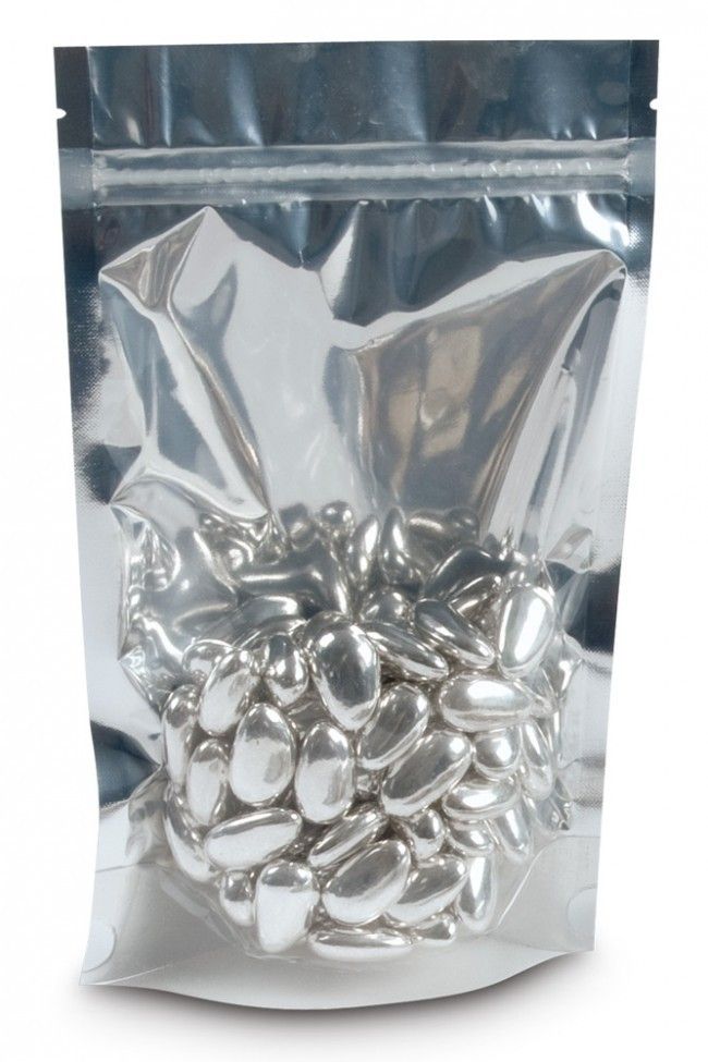 Clear Front Metallic Silver - Stand Up Zipper Pouch - 5-1/2 x 2-1/2 x 9-1/8"