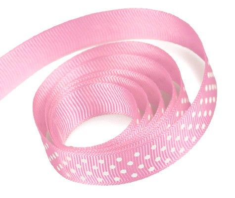 Pink / White Dots - El Darado Swiss Dot Ribbon - 7/8" x 100 Yards