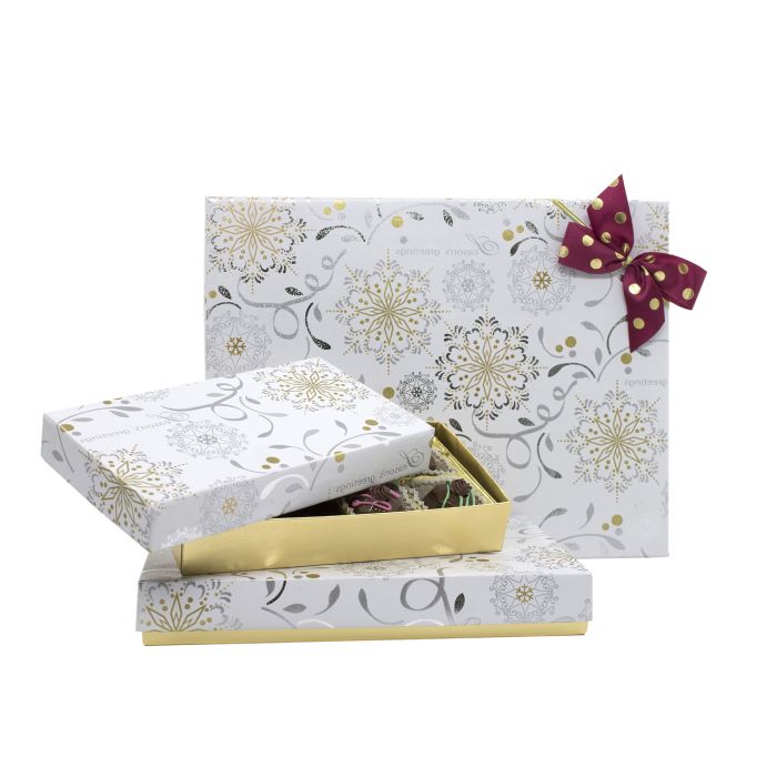 Gold & Silver Snowflake Rigid Candy Boxes