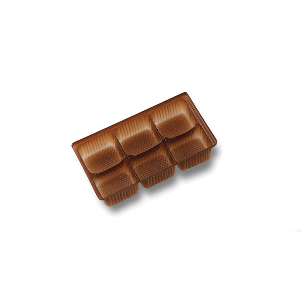 Brown - Ballo Candy Tray - (1/4 lb) 5 x 2-3/4 x 1" - 6 Cavity