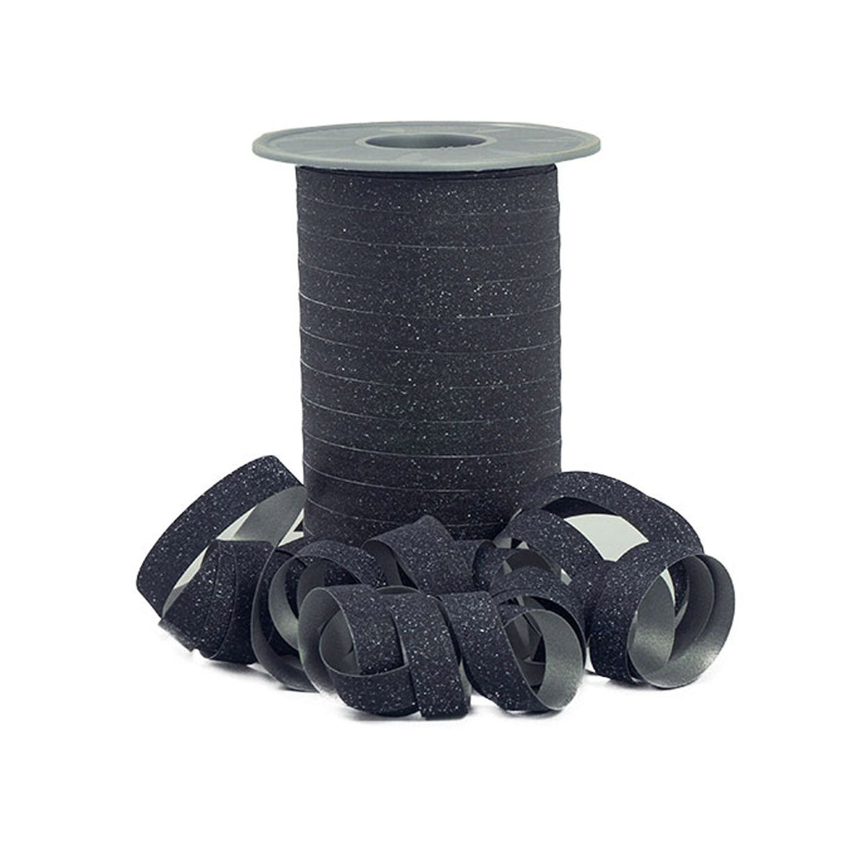 Black Stardust Glitter - Curling Ribbon - 3/8" x 109 Yards