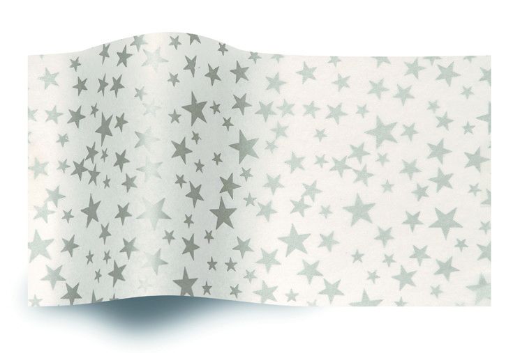 Silver Stars On White - Tissue - Ream - 20 x 30"