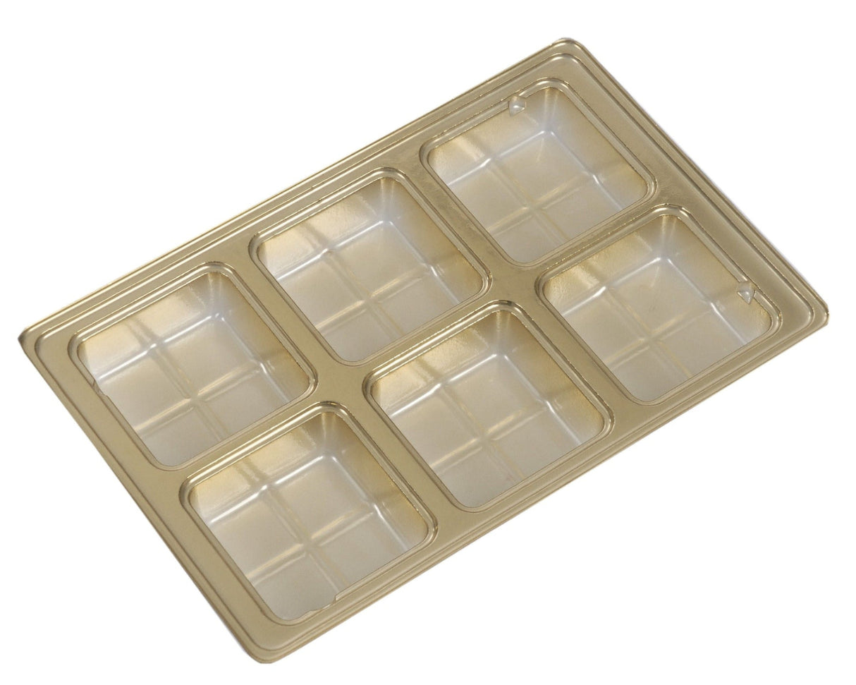 Gold - Candy Tray - (1/2 lb & 1 lb) 8-1/8 x 5-1/4" (Use two trays for 1 lb box)