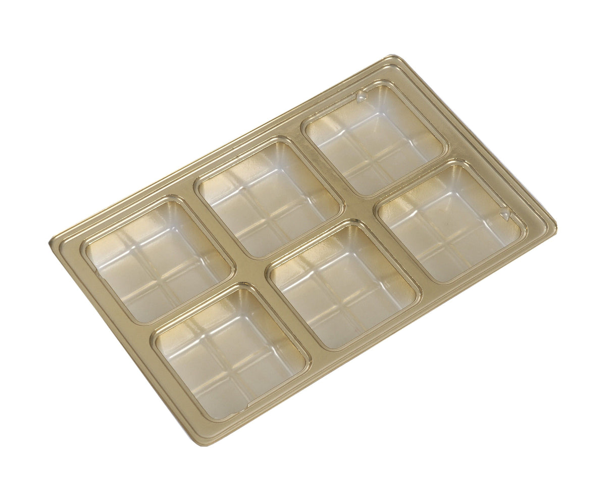 Gold - Candy Tray - (1/2 lb & 1 lb) 8-1/8 x 5-1/4" (Use two trays for 1 lb box)