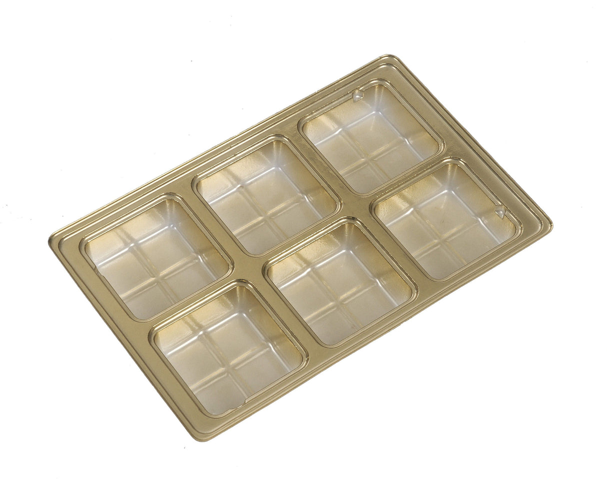 Gold - Candy Tray - (1/2 lb & 1 lb) 8-1/8 x 5-1/4" (Use two trays for 1 lb box)