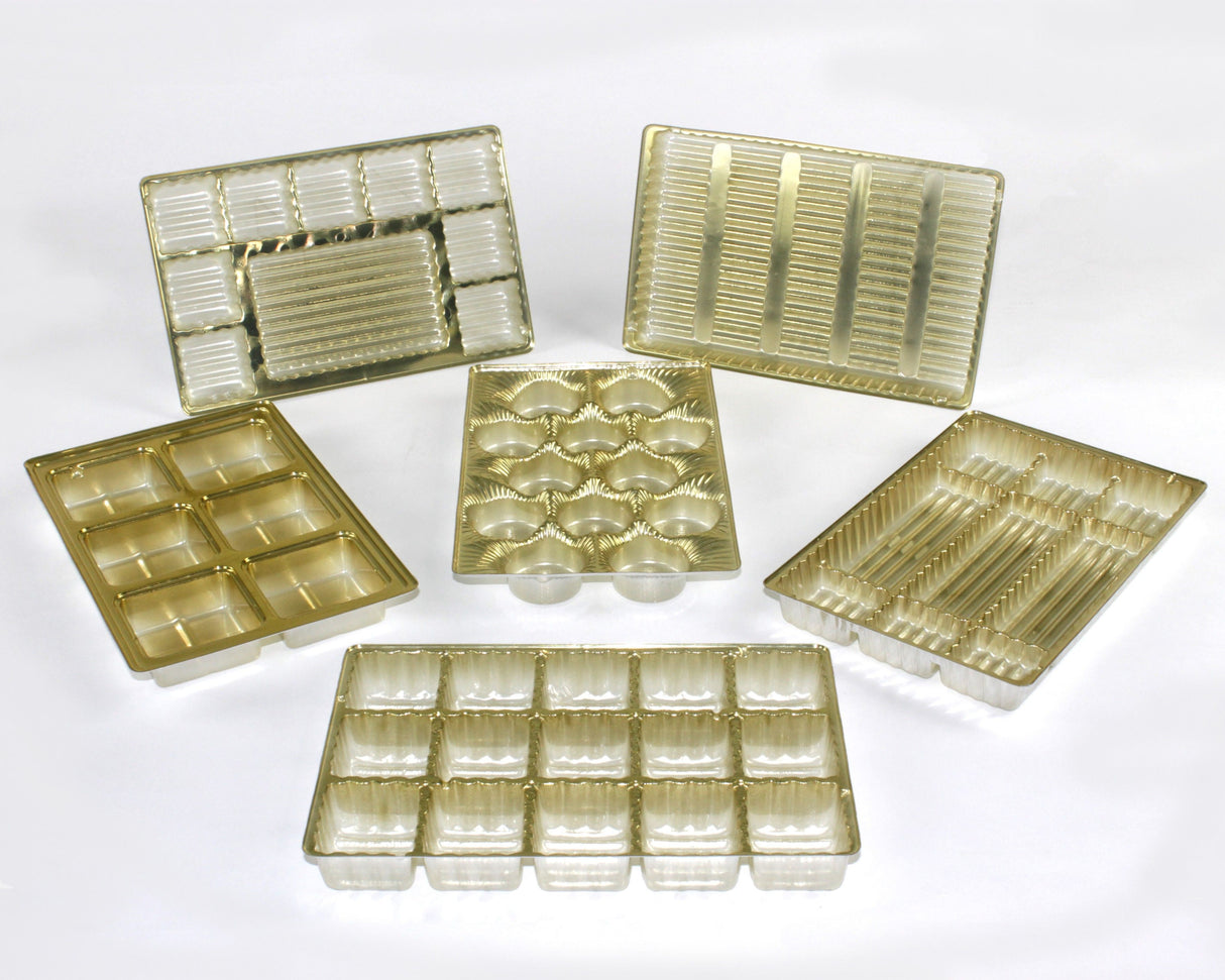 Gold - Candy Tray - (1/2 lb & 1 lb) 8-1/8 x 5-1/4" (Use two trays for 1 lb box)