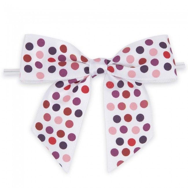 Valentine Dots - Bow with Twist Tie - 3-1/2" Width Bow - 4" Twist Tie