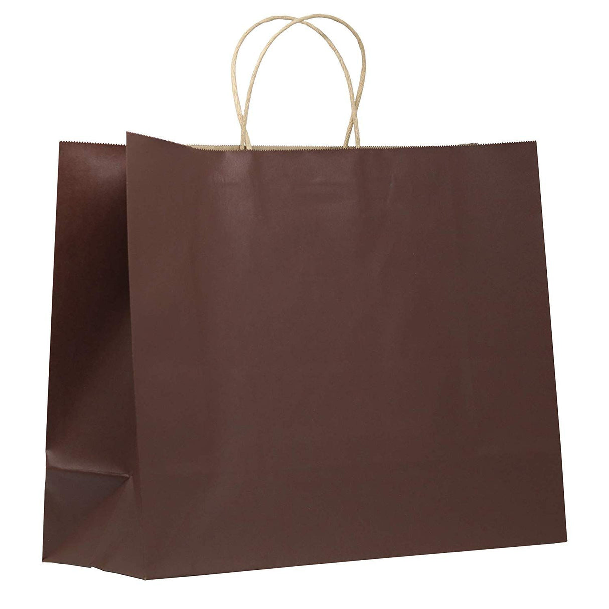 Matte Kraft Chocolate - Matte Shopping Bags - 16 x 6 x 12-3/8"