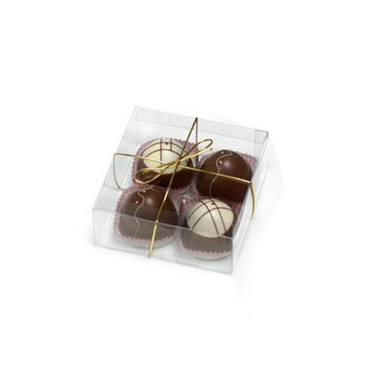 Clear - Clear Truffle Box - (Large 4 Pc.) 4-1/4 x 4-1/4 x 1-5/8"