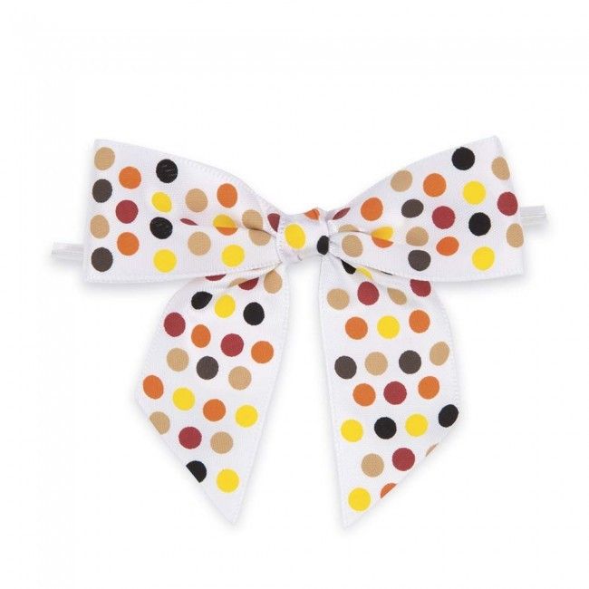 Fall Dots - Bow with Twist Tie - 3-1/2" Width Bow - 4" Twist Tie