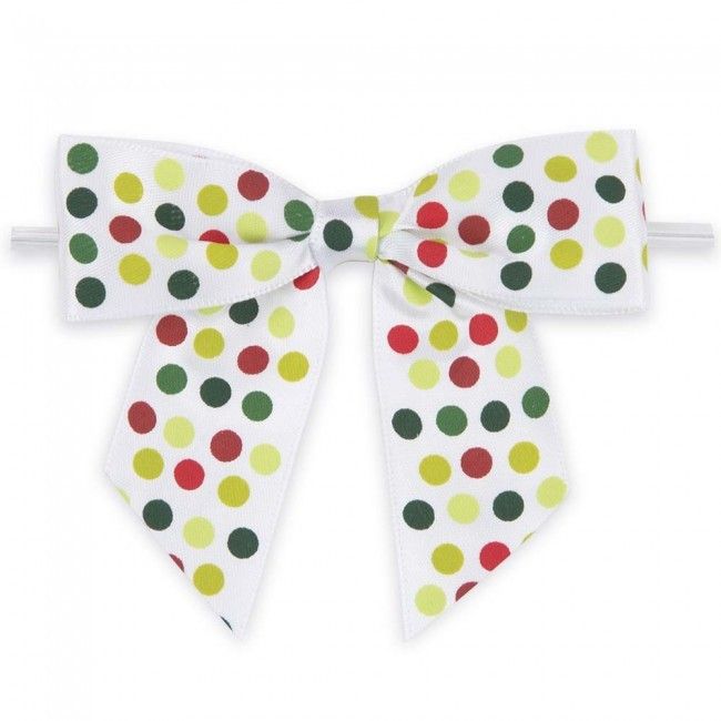 Christmas Dots - Bow with Twist Tie - 3-1/2" Width Bow - 4" Twist Tie