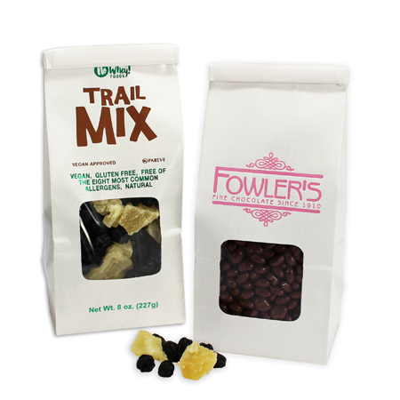 White - Tin Tie Bag - With Window - (1/2 lb) 3-3/8 x 2-1/2 x 7-3/4"