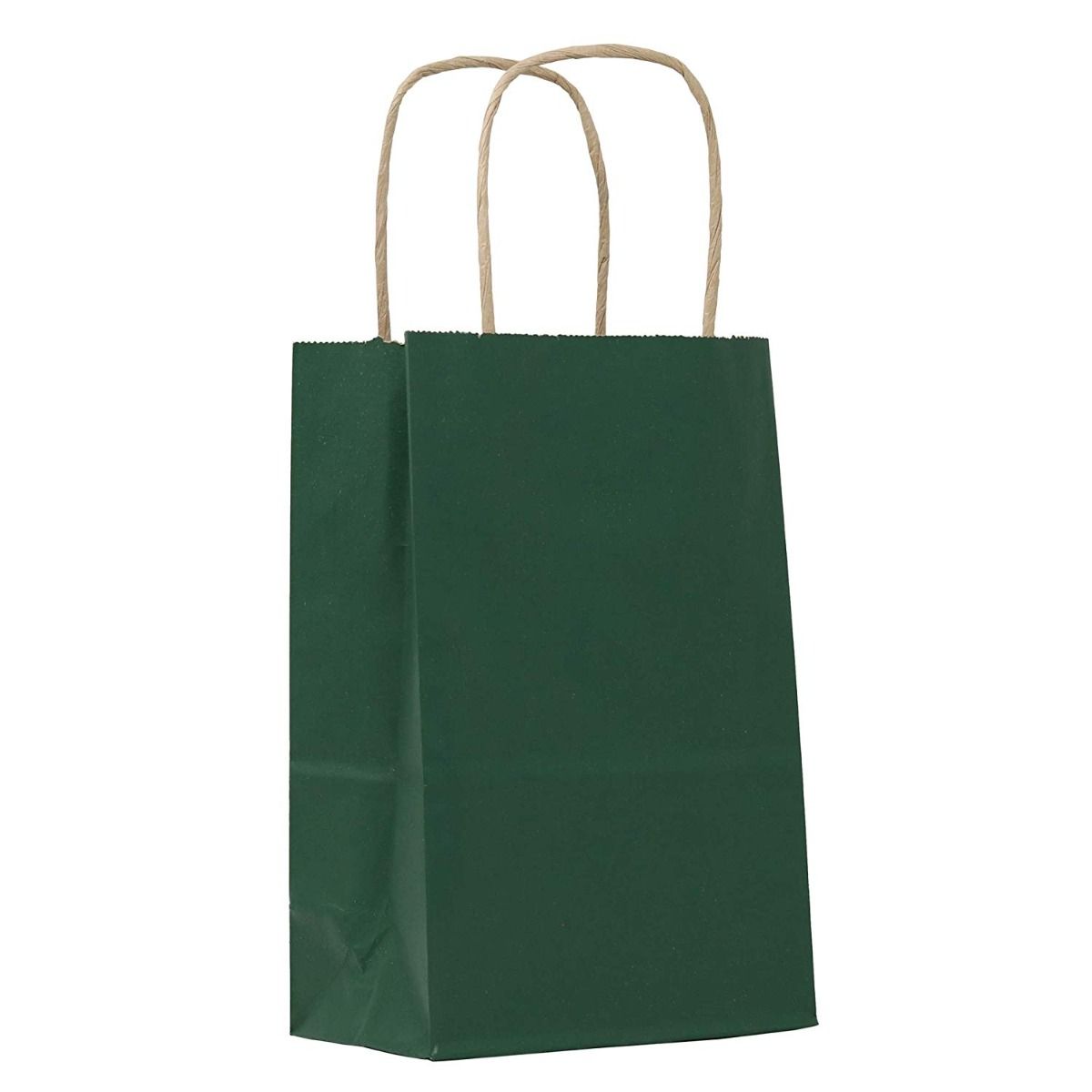 Matte Kraft Hunter Green - Matte Shopping Bags - 5-1/4 x 3-1/4 x 8-3/8"
