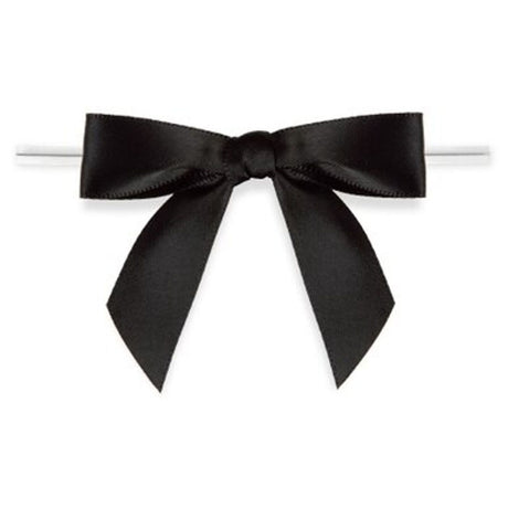 Black - Bow with Twist Tie - 2-3/4" Width Bow - 4" Twist Tie