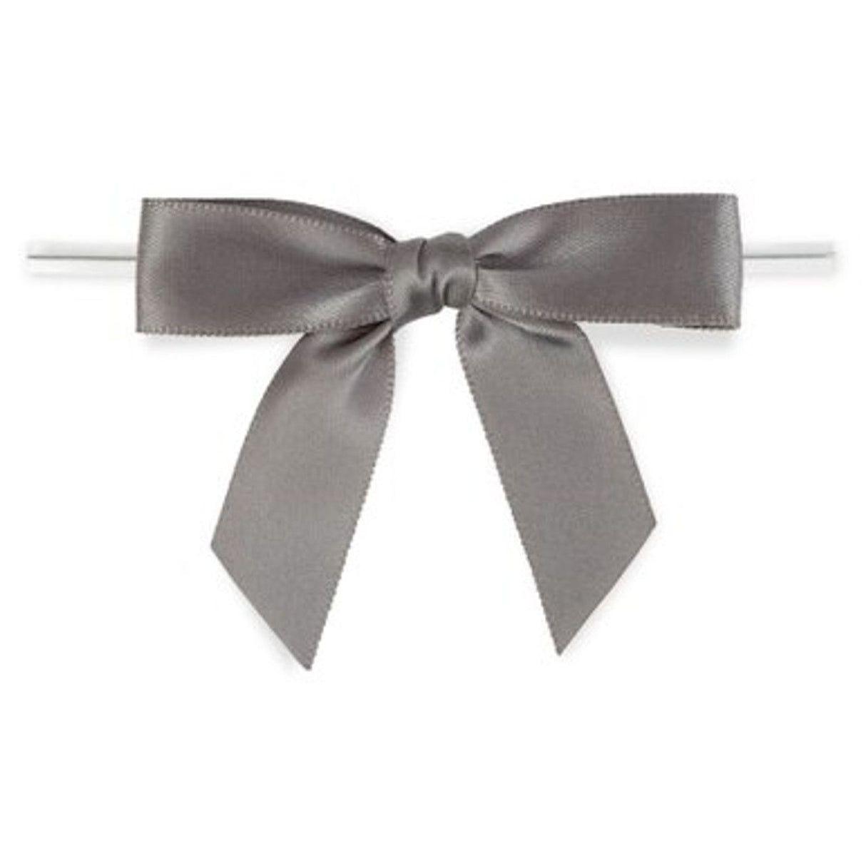 Grey - Bow with Twist Tie - 2-3/4" Width Bow - 4" Twist Tie