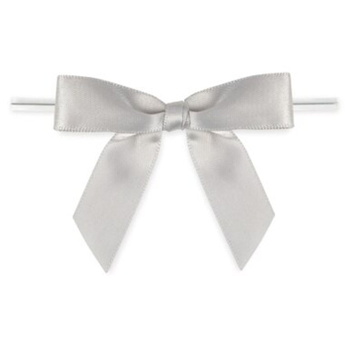 Pewter - Bow with Twist Tie - 2-3/4" Width Bow - 4" Twist Tie
