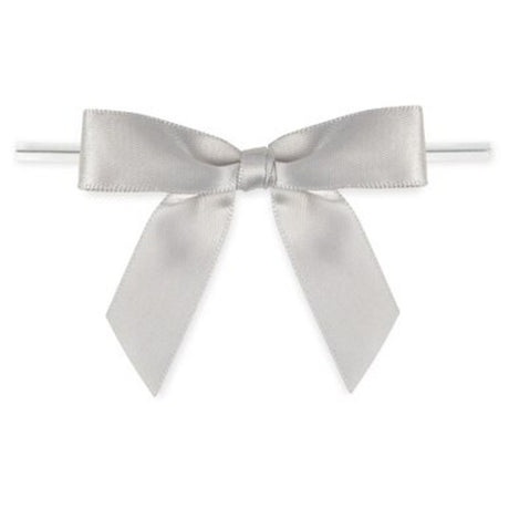 Pewter - Bow with Twist Tie - 2-3/4" Width Bow - 4" Twist Tie
