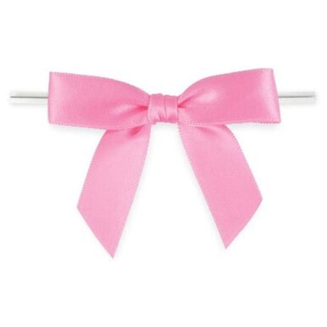 Pink - Bow with Twist Tie - 2-3/4" Width Bow - 4" Twist Tie