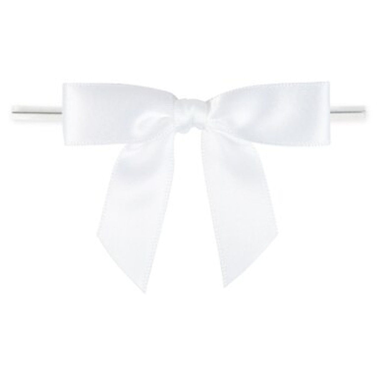 White - Bow with Twist Tie - 2-3/4" Width Bow - 4" Twist Tie
