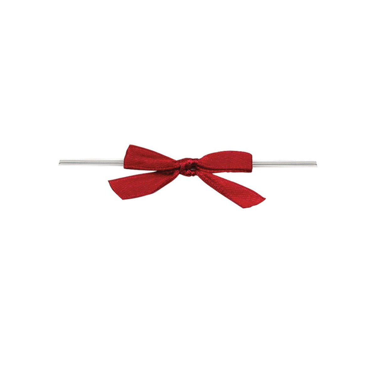 Red - Bow with Twist Tie - 1-5/8" Width Bow - 3" Twist Tie