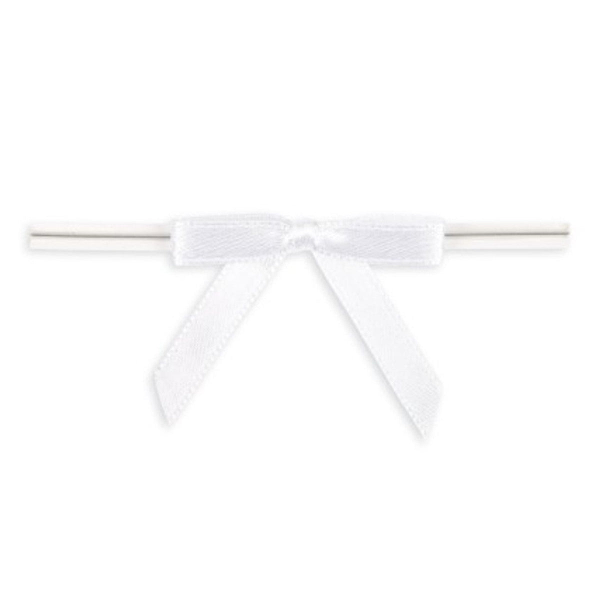 White - Bow with Twist Tie - 1-5/8" Width Bow - 3" Twist Tie
