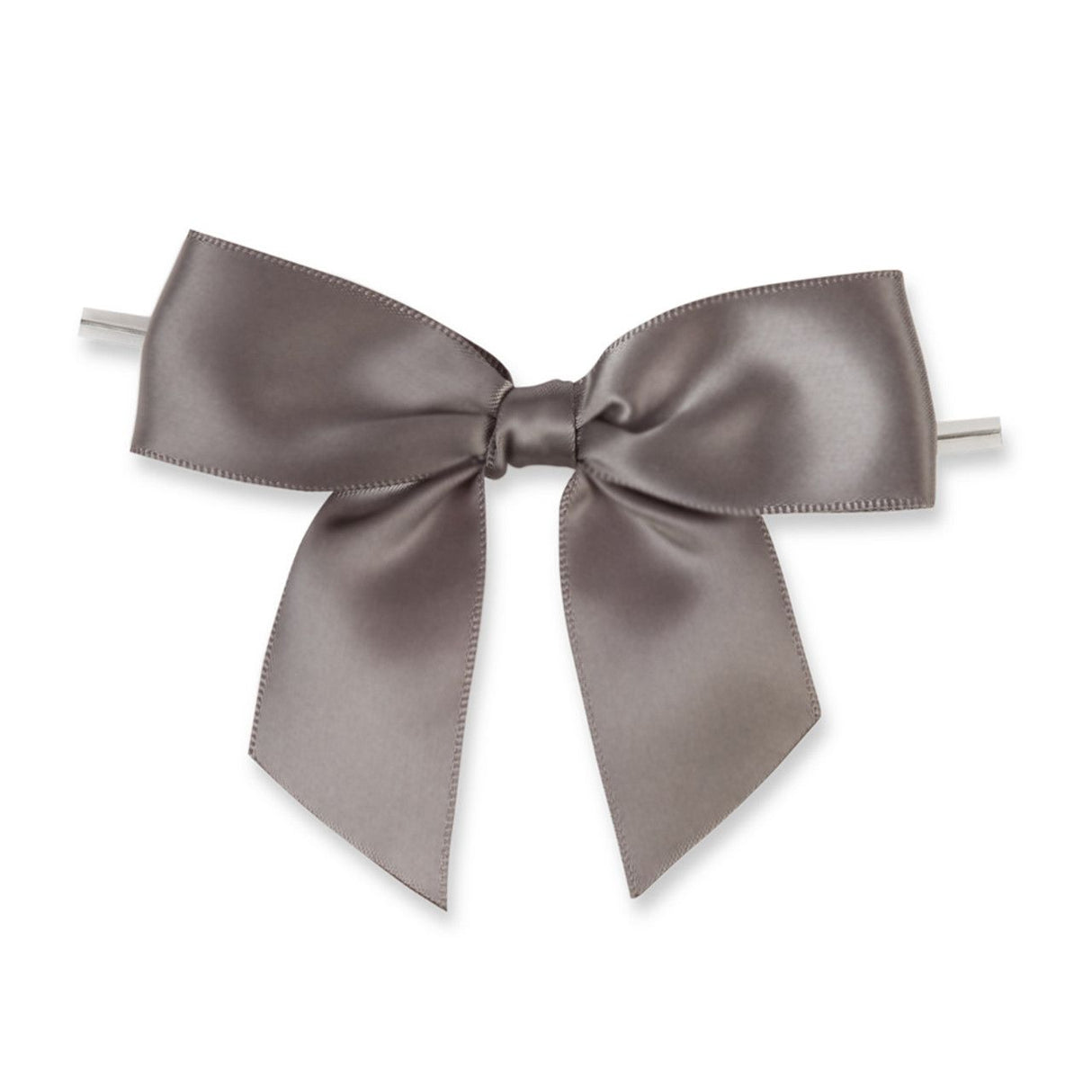 Grey - Bow with Twist Tie - 3-1/2" Width Bow - 4" Twist Tie