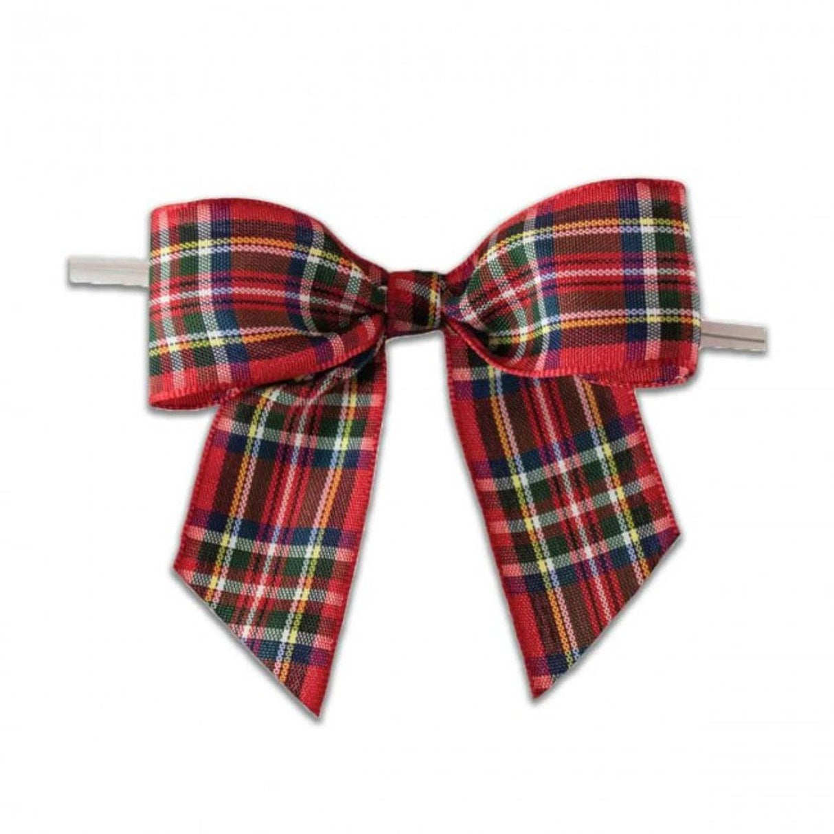 Christmas Plaid - Bow with Twist Tie - 3-1/2" Width Bow - 4" Twist Tie