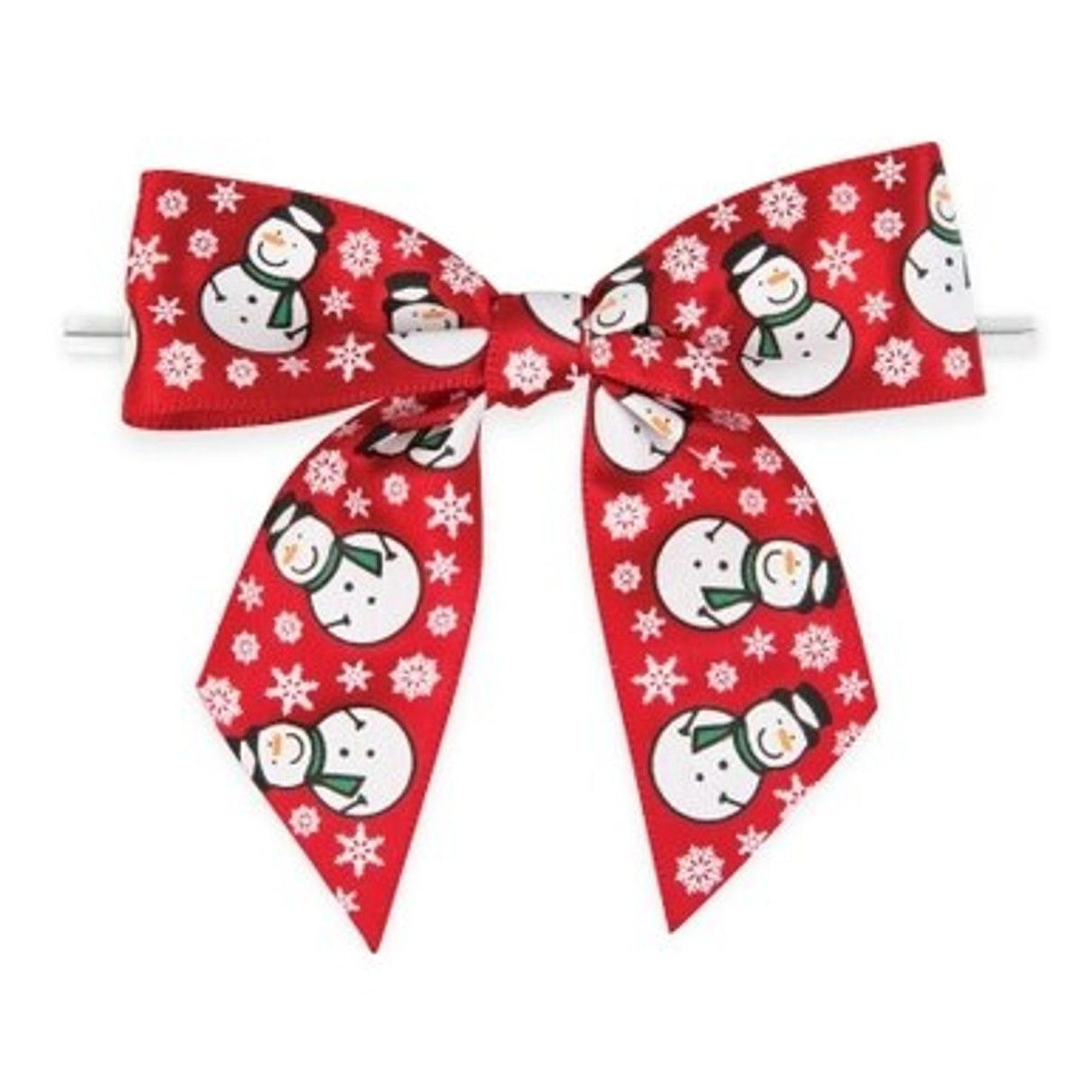 Snowman & Snowflake - Bow with Twist Tie - 3-1/2" Width Bow - 4" Twist Tie
