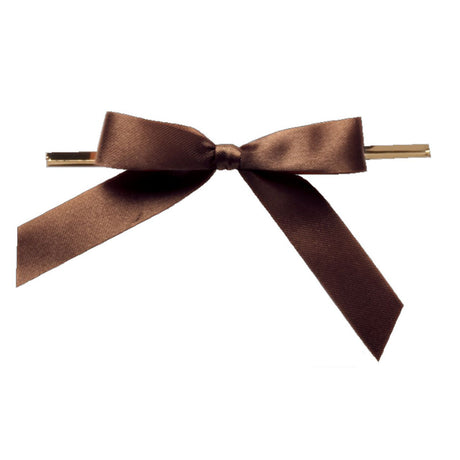 Brown - Bow with Twist Tie - 3" Width Bow - 4" Twist Tie