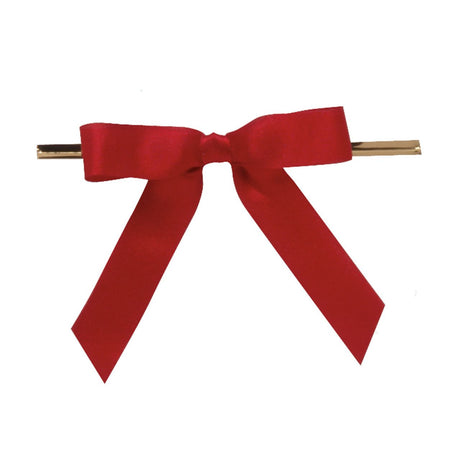 Red - Bow with Twist Tie - 2-3/4" Width Bow - 4" Twist Tie
