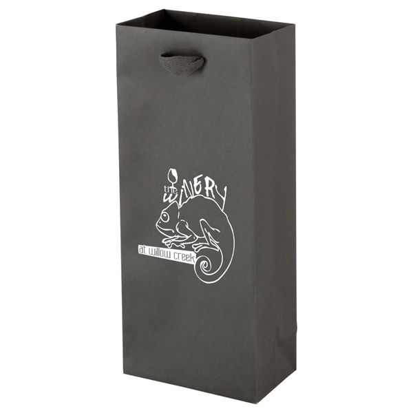 Uptown Charcoal - Twill Ribbon Handle Gift Bag - 5-1/2 x 3-1/2 x 13"