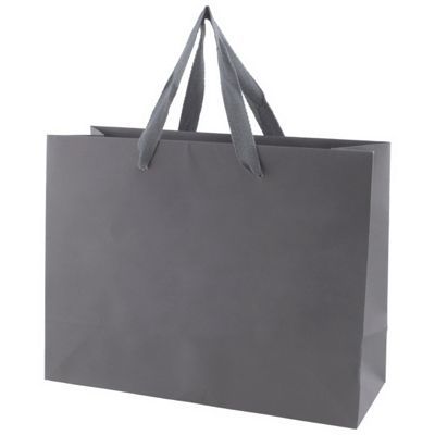 Uptown Charcoal- Twill Ribbon Handle Gift Bag - 13 x 5 x 10"
