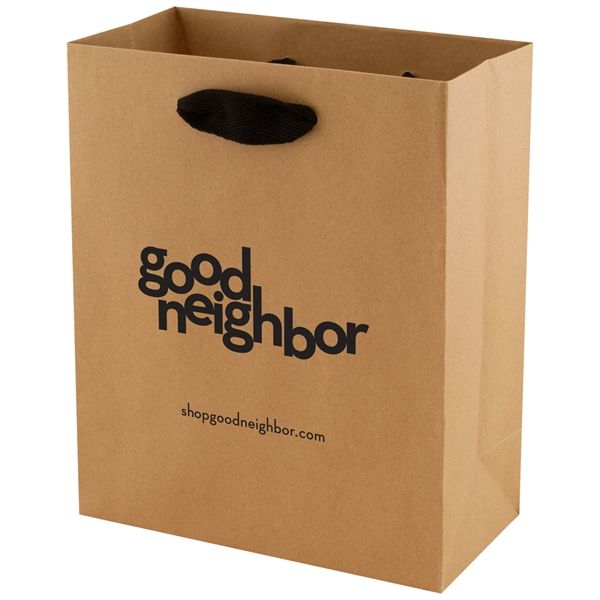 Uptown Chelsea Kraft - Twill Ribbon Handle Gift Bag - 8 x 4 x 10"