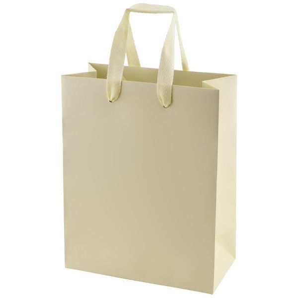 Uptown Ivory- Twill Ribbon Handle Gift Bag - 8 x 4 x 10"